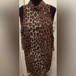 Vestique leopard back tie romper